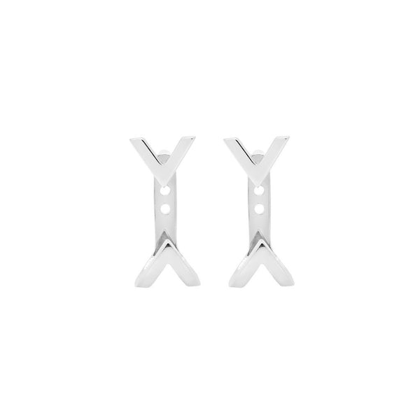 Dagger Studs with Ear Jackets | White Gold