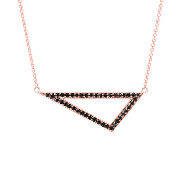 Medium Black Diamond Triangle Necklace | Rose Gold