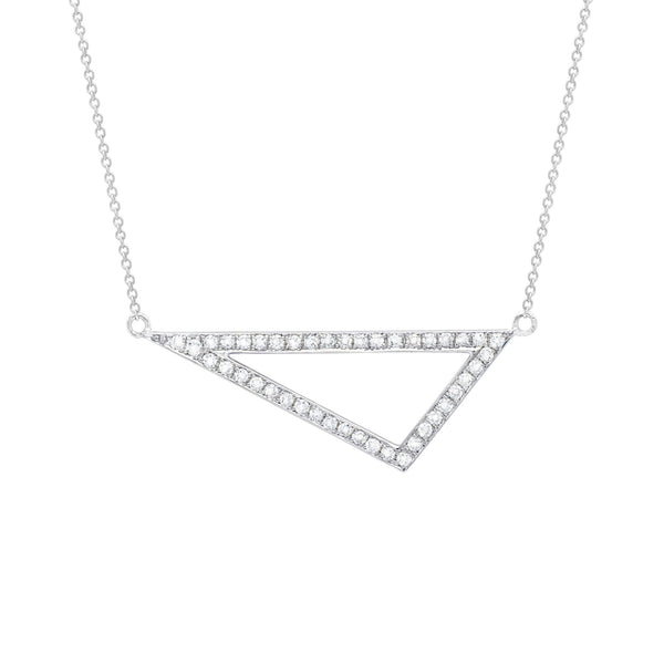 Medium Diamond Triangle Necklace | White Gold