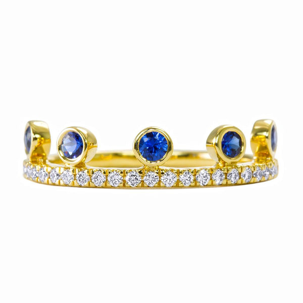 Blue Sapphire Crown Ring
