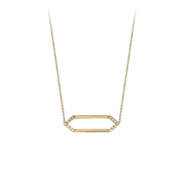 Mini Marquis Necklace | Yellow Gold with Diamonds on Points