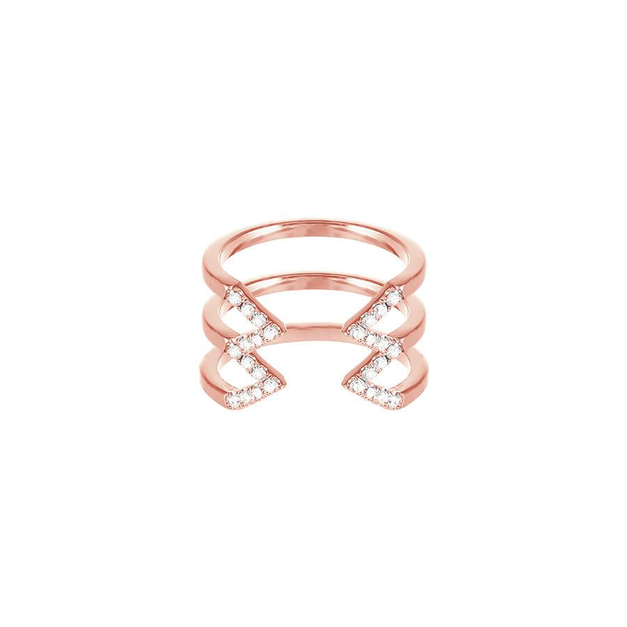 Diamond Stacked Dagger Ring - Midi | Rose Gold