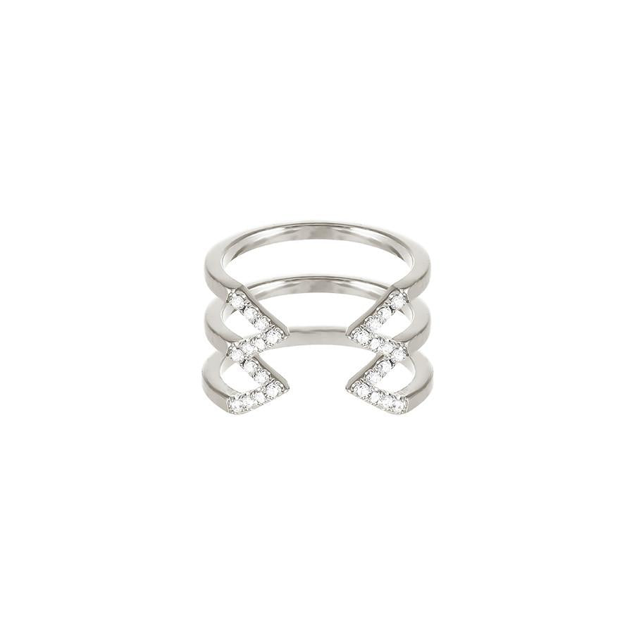 Diamond Stacked Dagger Ring - Midi | White Gold