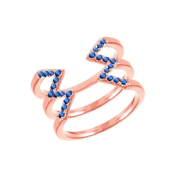 Blue Sapphire Stacked Dagger Ring | Rose Gold
