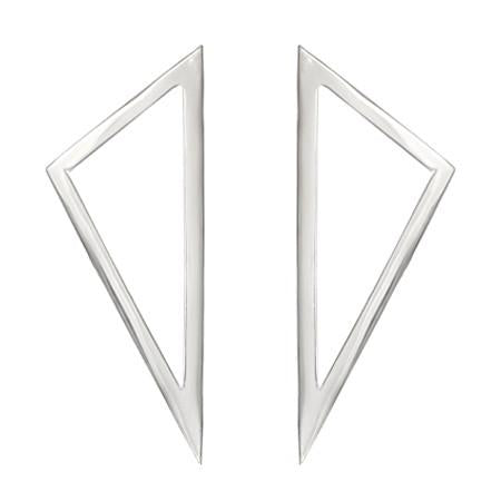 Large Triangle Earrings | White Gold