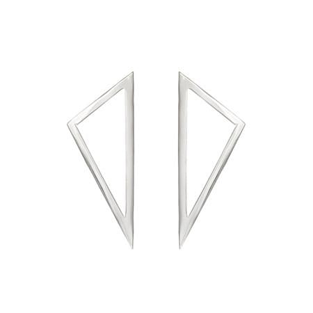 Medium Triangle Earrings | White Gold