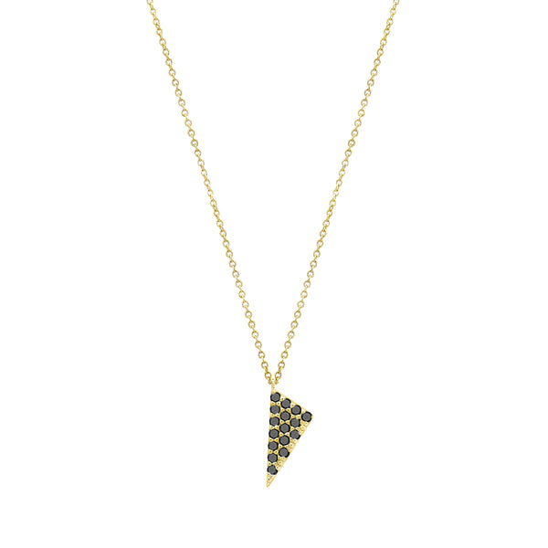 Black Diamond Mini Triangle Charm Necklace | Yellow Gold
