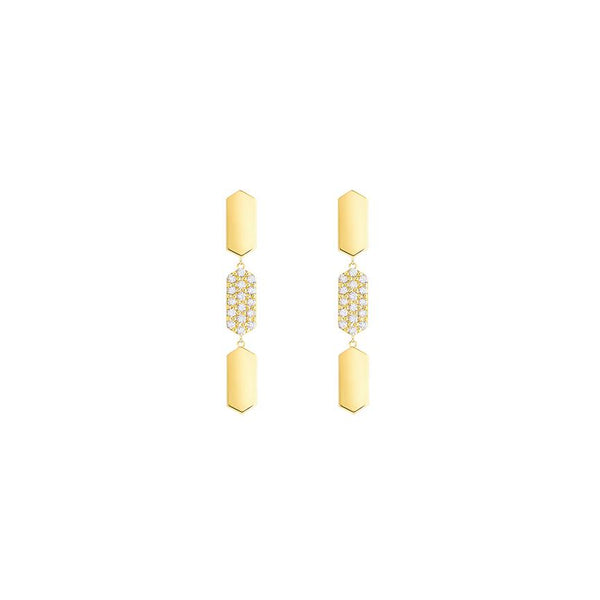 3 Tiered Diamond Center Marquis Earrings | Yellow Gold