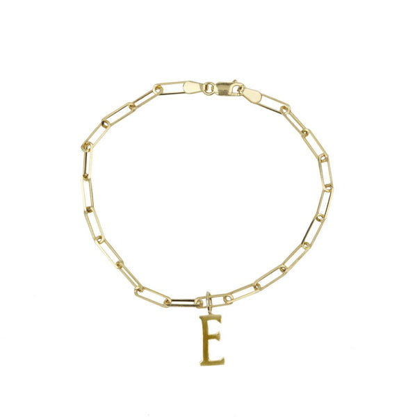 Gold Clip Chain and Initial Charm Bracelet