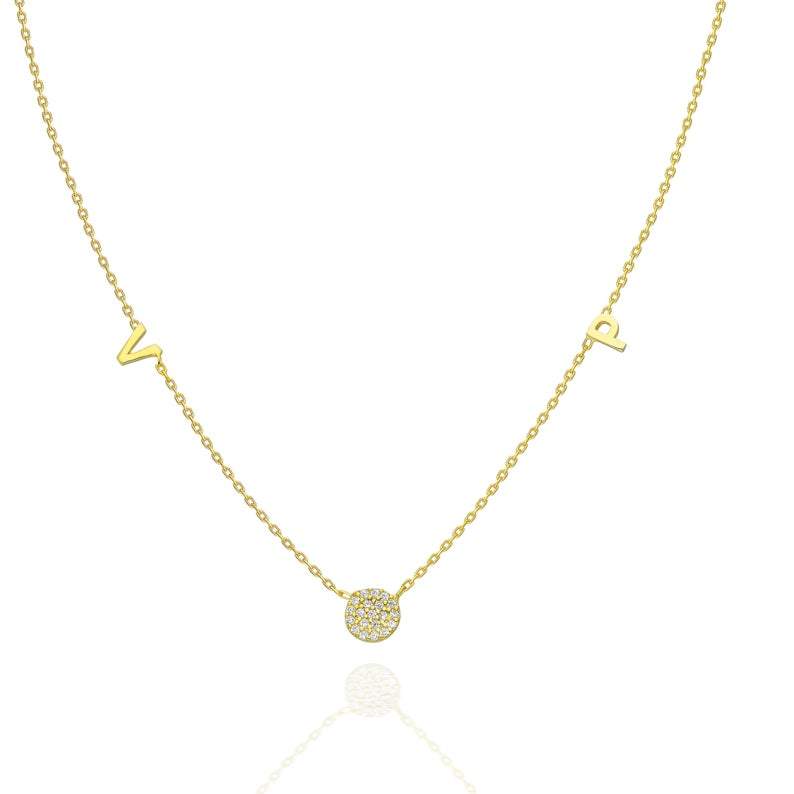 Diamond Disc Initial Charm Necklace