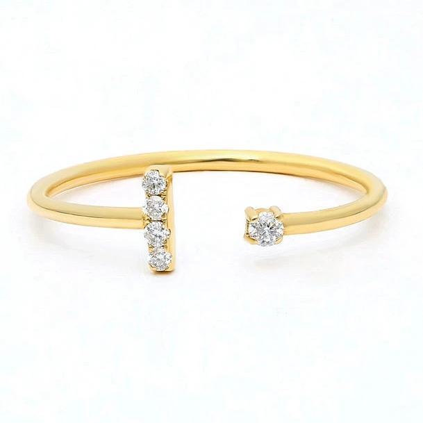 14k Diamond Cuff Ring