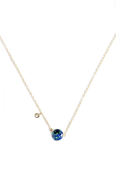 Moon / Shadow Necklace With Black Opal
