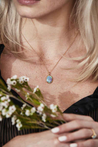 Shift Necklace With Mid Blue Opal