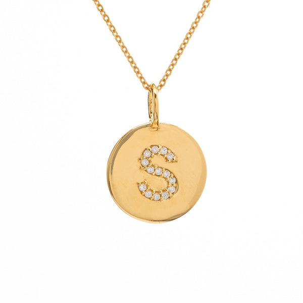 Gold initial Gold Plated disc necklace - available in all letters