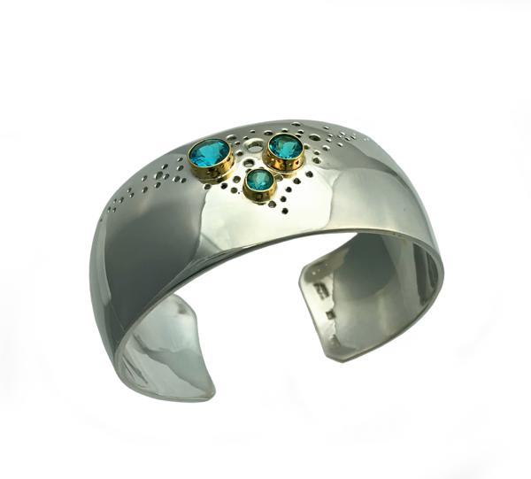 Bubble Cuff with Swiss Blue Topaz