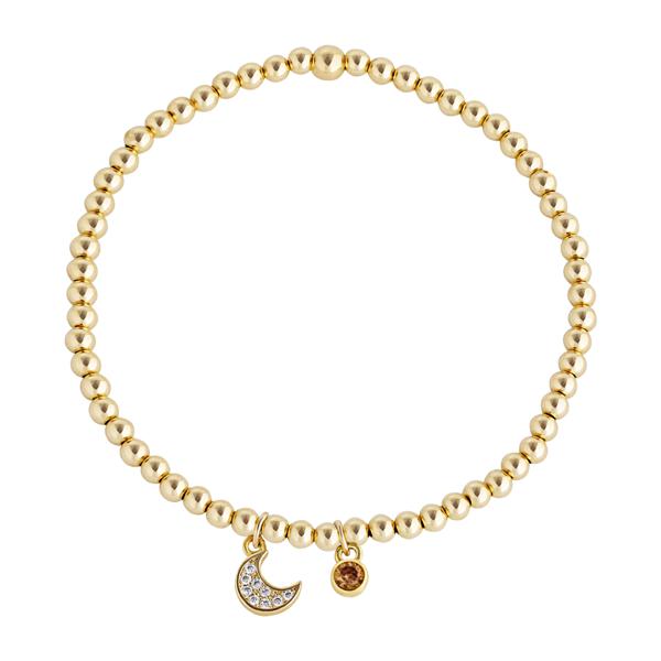 Moon Drop Charm on a Gold-filled Beaded Bracelet