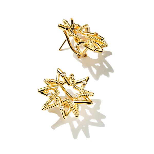 Starry Night Large Clip Earrings - 18kt Yellow Gold