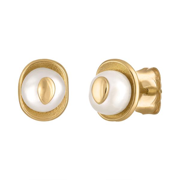 STYLISH NATURAL PEARL STUD EARRINGS, 18K GOLD