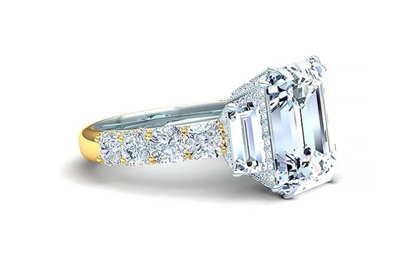 I-VS2 GIA Certified 4 Carat Emerald Cut Diamond Engagement Ring
