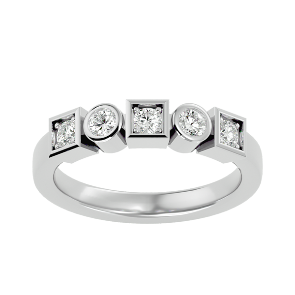 14K White Gold .51 cttw Lab Grown Diamond Circle in the Square Ring