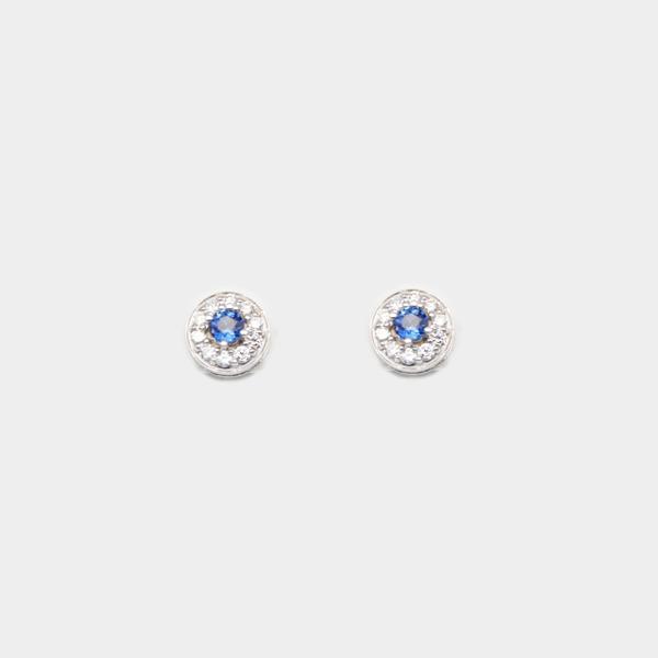Blue Sapphire & Diamond Halo Earrings