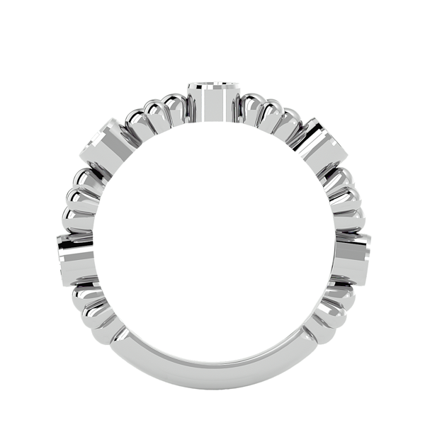 14K White Gold, 55cttw Lab Grown Diamond Bezel and Bead Band