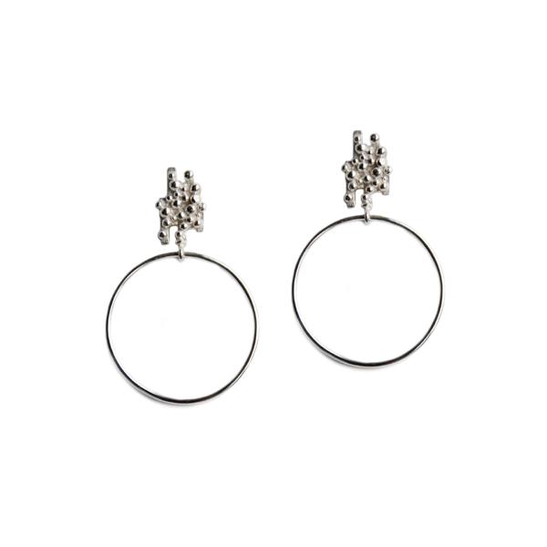 ORB granulated studs with hoops silver