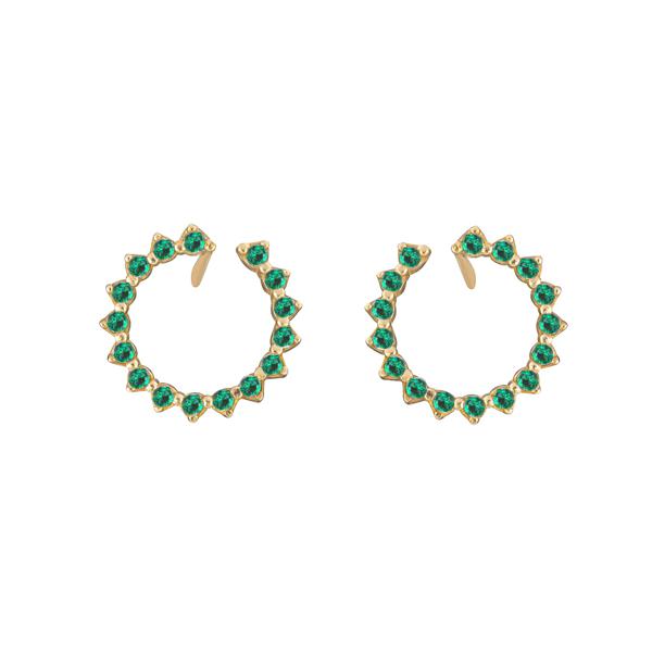 Emerald Circle Earrings  - Gold Plated