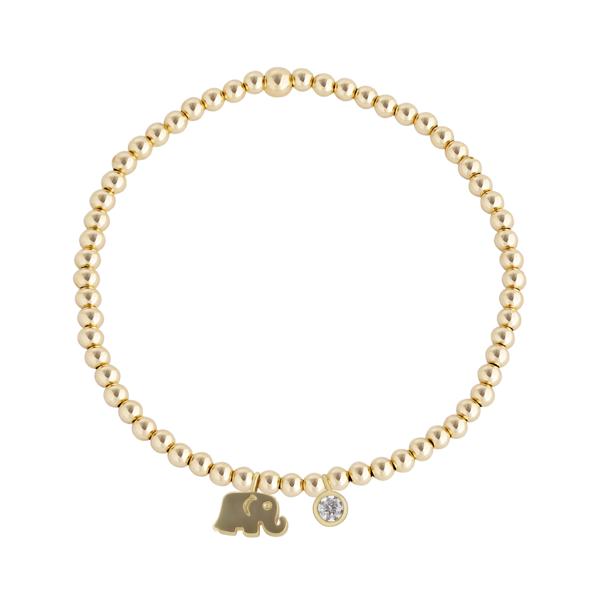 Elephant Drop Charm on a Gold-filled Beaded Bracelet