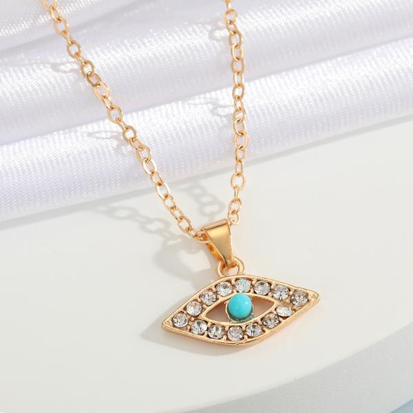 Necklace - Gold / Teal Eye