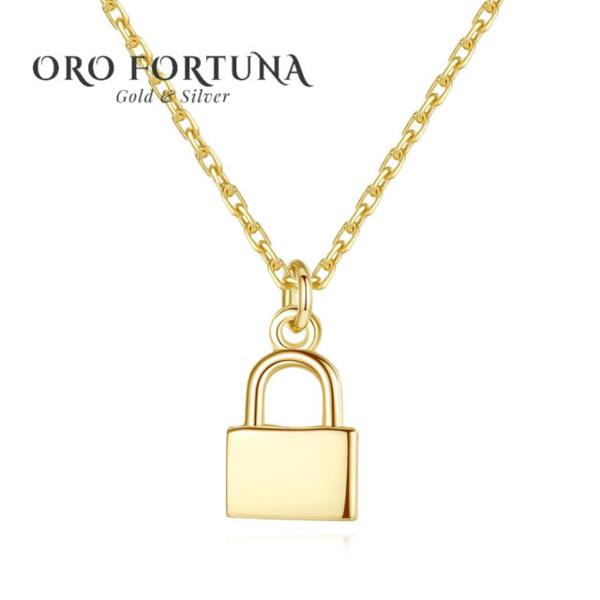 Dainty 14K Gold Simple Minimalistic Padlock Lock Necklace for Women,
