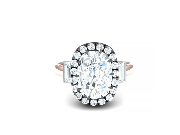 2 Carat Rectangular Diamond Engagement Ring GIA Certified