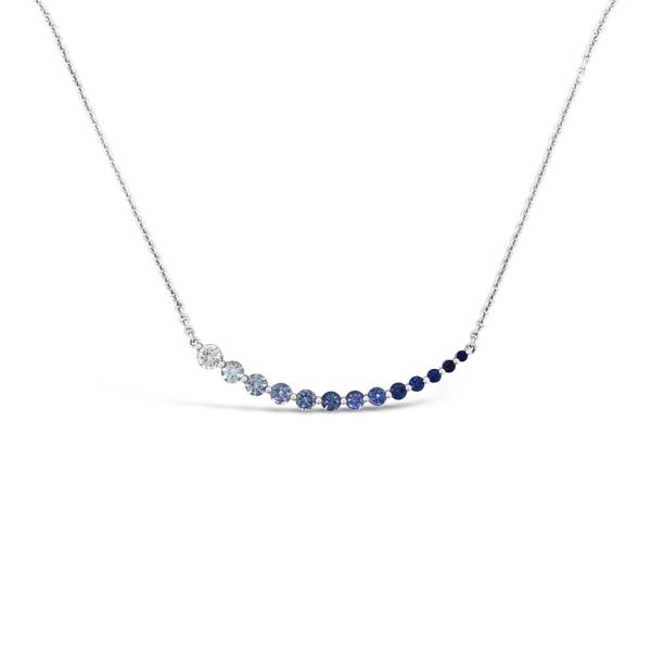 Blue Sapphires Gradient White Gold Necklace