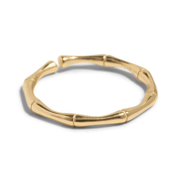 Gold plated bamboo ring sterling silver adjustable