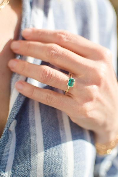 Carbon Neutral Modern Emerald Bezel Ring
