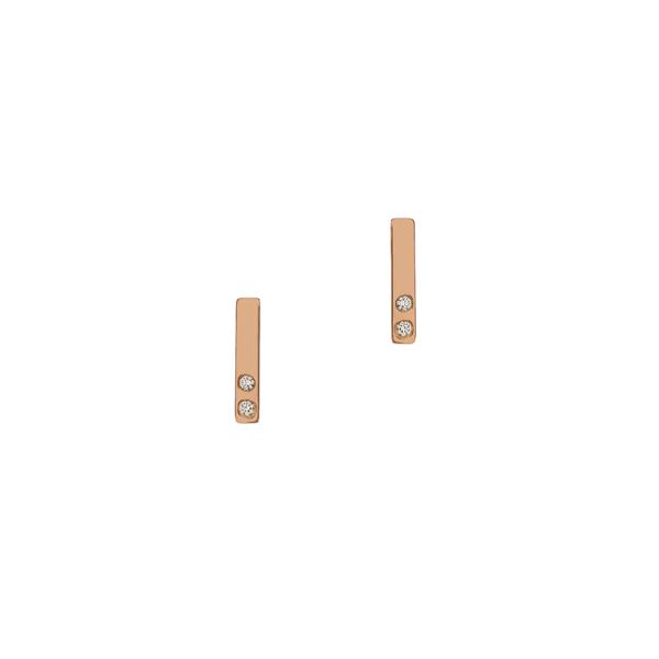 Diamond Thin Wire Studs - 18k Rose Gold Plated