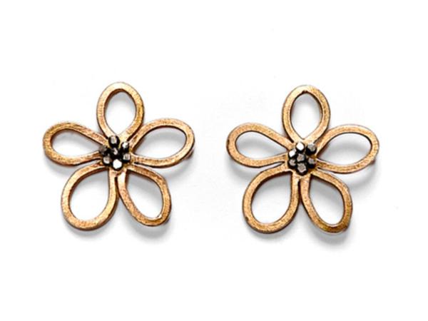 Limned Flower Gold Earrings