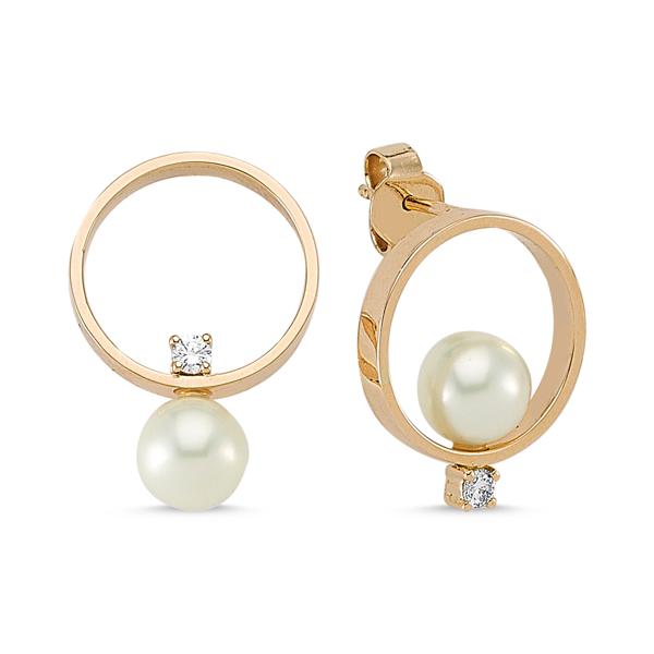 Inverse Circular Pearl Earrings