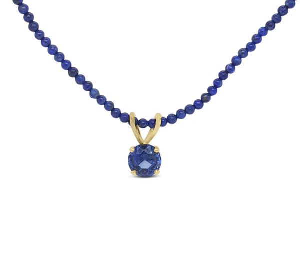 Sapphire Bunny & Lapis Stone Necklace
