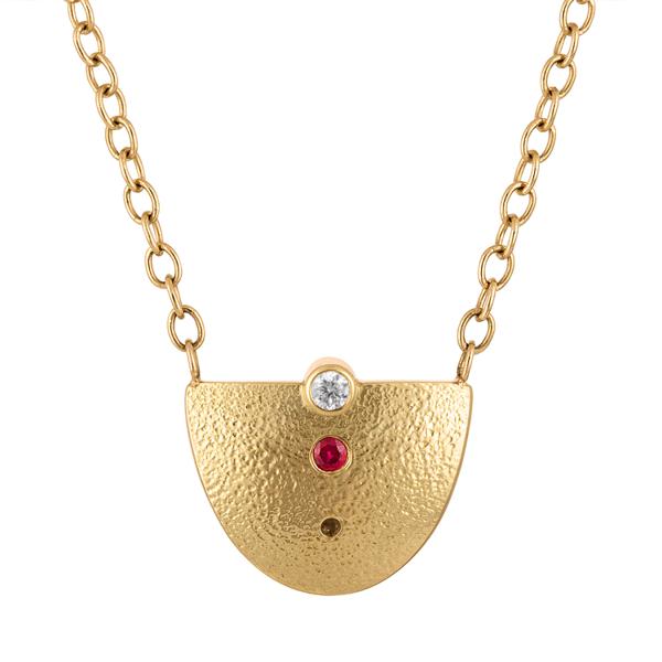Stylish, Diamond & Ruby, Gold "Light" necklace