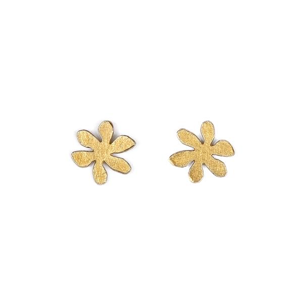Flat Flower Gold Mini Earrings