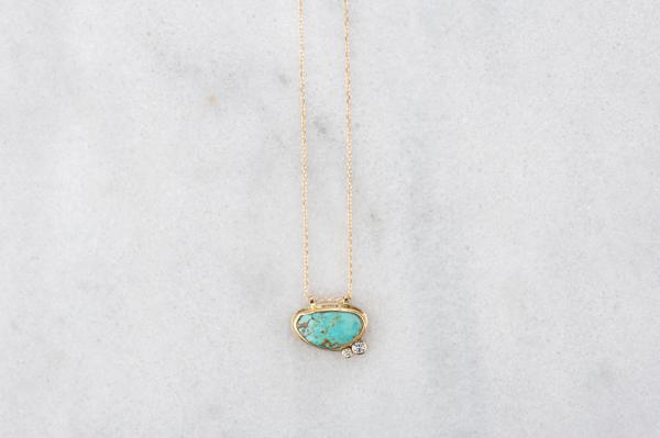 Grand Prismatic Turquoise and Diamond Necklace