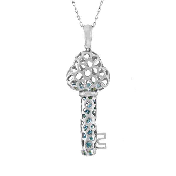 Vitae Ascendere Key Charm Necklace With Blue Topaz