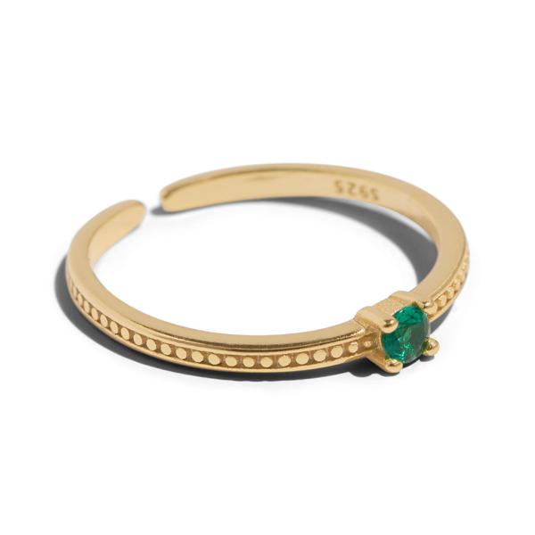 green tourmaline stone gold plated sterling silver ring