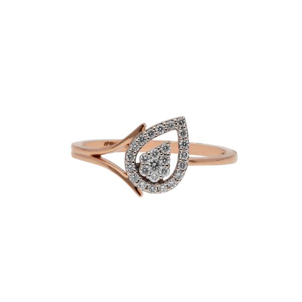 Heart Shape 18K Rose Gold Diamond Ring (Size 13)
