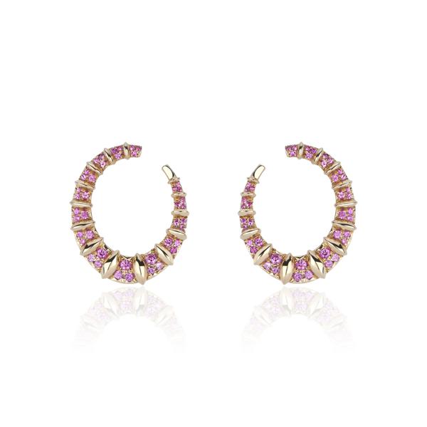 Wavelength Hoops With Pink Sapphire