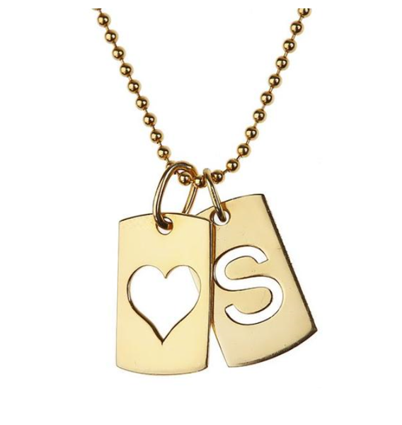 Dog Tag Initial Necklace