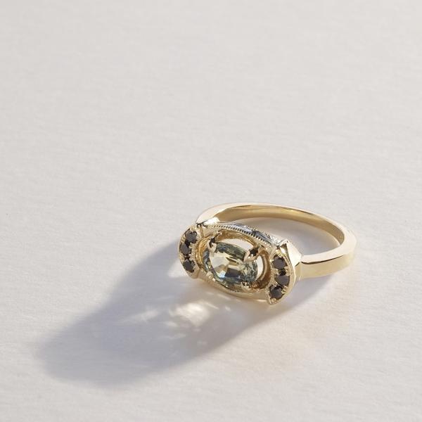 The Empress Sapphire & Black Diamond Ring