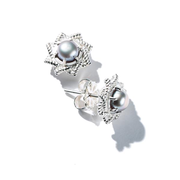 Starry Night Pearl Post Earrings - Sterling Silver