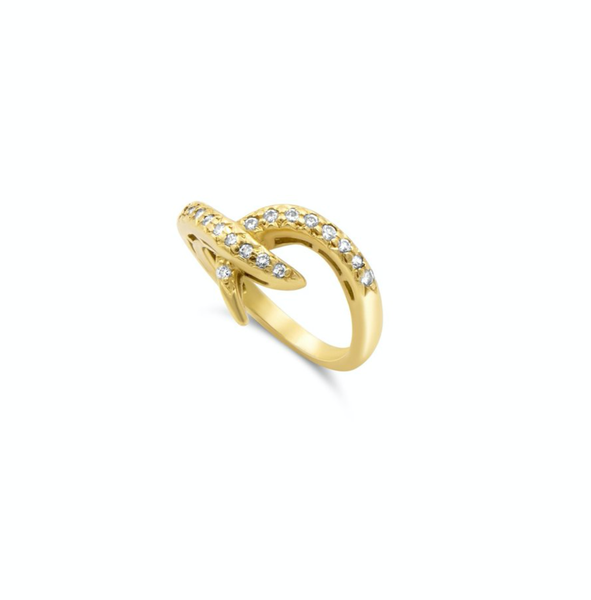 CLARA - 14K GOLD & DIAMOND HOOK RING
